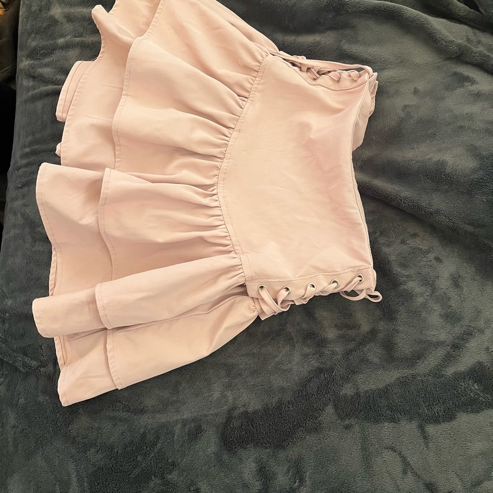 Pink Lace-Up Ruffled Skirt